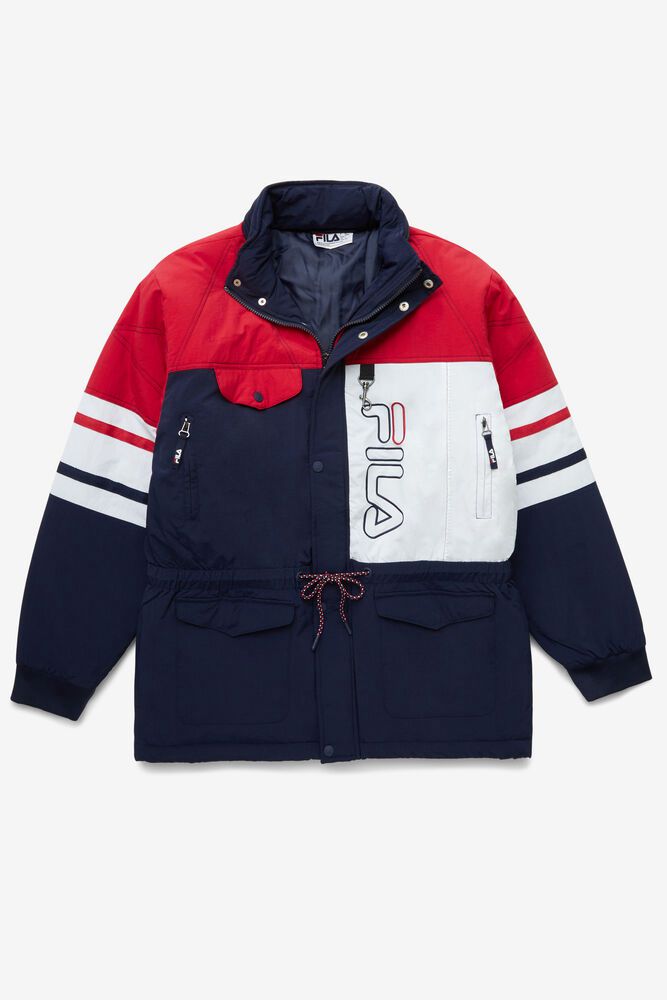 Fila Miesten Takki Golia Parka Laivastonsininen/Punainen/Valkoinen - AOZC-21735